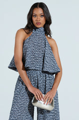 MULTI TEXTURED SLEEVELESS PEPLUM TOP