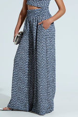 MULTI TEXTURED WIDE LEG PALAZZO PANT