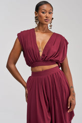 READY TO DANCE SLINKY BLOUSE IN BURGUNDY