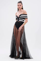 MARA SHEER POLKA DOT MAXI SKIRT