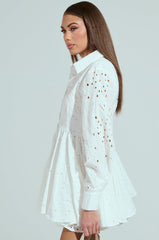 THE IT GIRL MINI DRESS IN EYELET