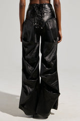 MIXED MESSAGES FAUX LEATHER PANT