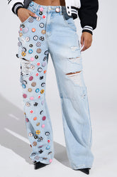 PENELOPE GRAPHIC BUTTON JEANS