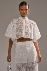 EVA LACE SHORT SLEEVE BUTTON DOWN