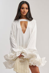 GIRLY GIRL SATIN MINI DRESS IN WHITE