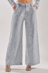 PICK N CHOOSE RHINESTONE WIDE LEG DENIM