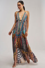 TALK OF THE TOWN PRINTED MAXI DRESS
