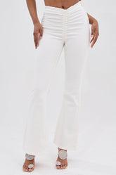 CINCHED UP DENIM PANT IN WHITE