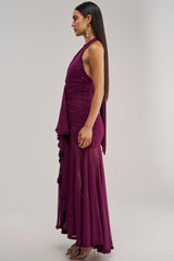SWEET SUNSET MESH MAXI DRESS IN PLUM