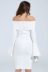 WORK OF ART BANDAGE MIDI DRES IN WHITE