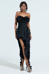 CITY LIGHTS RUFFLE MAXI DRESS
