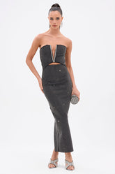 ALINA RHINESTONE MIDI DRESS