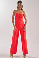 BOSS LADY JUMPSUIT IN RED