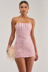 PEARLS FOR THE GIRLS MINI DRESS IN PINK
