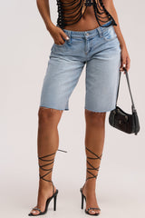 ULTRA LOW RISE DENIM BERMUDA SHORT