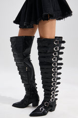 AZALEA WANG BRAULIA BLACK CROC WESTERN BOOT