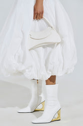 AZALEA WANG BRIXHAM WHITE BOOTIE WITH NOVELTY HEEL