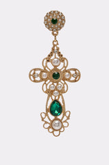 EMERALD JEWEL CROSS EARRINGS