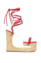 AZALEA WANG CIPRIANO RED STRAP EMPTY WEDGE SANDAL