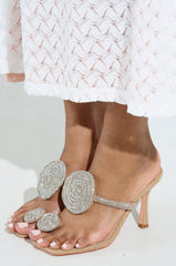 AZALEA WANG DIARA BEIGE RAFFIA EMBELLISHED STILETTO SANDAL
