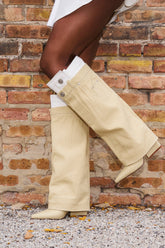 AZALEA WANG DOUBLE FLY BEIGE CHUNKY BOOT