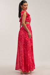 FIRST CLASS FLORAL RUFFLE MAXI DRESS