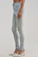 FLEX-FIT EXTREME STRETCH HIGH WAISTED DISTRESSED SKINNY JEANS