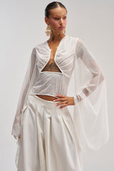 CELESTE CUTOUT DRAPE TOP IN WHITE