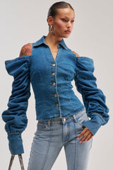 OFF-DUTY HEIRESS DENIM BUTTON DOWN