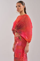 STAINED RED CROPPED BLOUSE