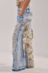 LANA DISTRESSED JEANS WITH JACQUARD DETAIL