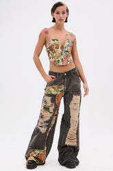 BRIGETTE DISTRESSED JEANS WITH JACQUARD DETAIL