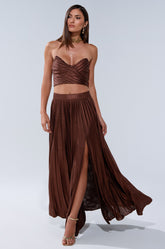 FARAH SLINKY PLEATED MAXI SKIRT