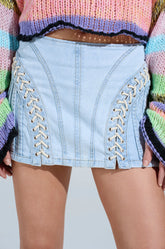 DONT THINK ABOUT IT DENIM MINI SKIRT