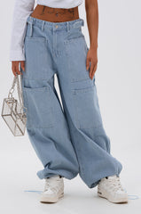SUMMERTIME BLUES STRIPE WIDE LEG DENIM
