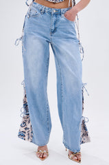 SEASONAL AWAKENING BROCADE PATCH DENIM JEANS