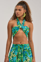 INTO THE GARDEN BRALETTE IN GREEN MULTI