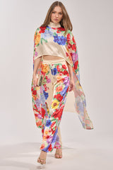 FLORAL BURST CAPE TOP