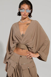 TALK ABOUT ME BLOUSE IN BROWN