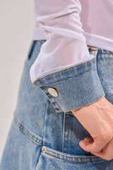 DIFFERENT DENIM LOVE WHITE MESH BUTTON DOWN