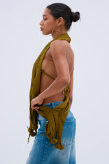 ISLAND DREAMS WRAP HALTER TOP