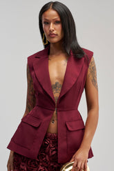 NAOMI BLAZER VEST IN BURGUNDY