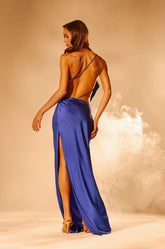 RAYNA SATIN MAXI DRESS IN COBALT BLUE