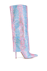 AZALEA WANG LUXER PINK AND BLUE MULTI RHINESTONE BOOT