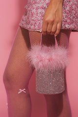 ELLE PINK FEATHER BLING PURSE