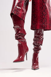 AZALEA WANG MITICA BURGUNDY PATENT SLOUCH BOOT