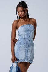 GET LIKE ME DENIM MINI DRESS