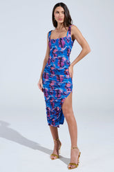 YOU MAKE ME BLUSH ABSTRACT MIDI DRESS
