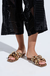 AKIRA RAMSEY LEOPARD FLAT SANDAL