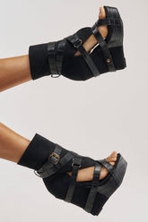 AZALEA WANG ROTHKO WEDGE SANDAL IN BLACK